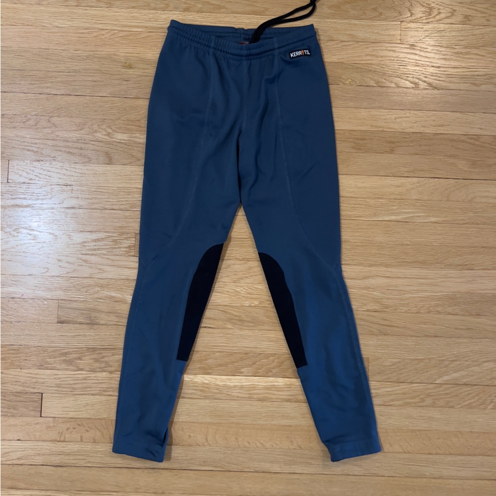 Kids Kerrits Horse Riding Pants, Leggings, Smoke Blue, Size Medium, Drawstring